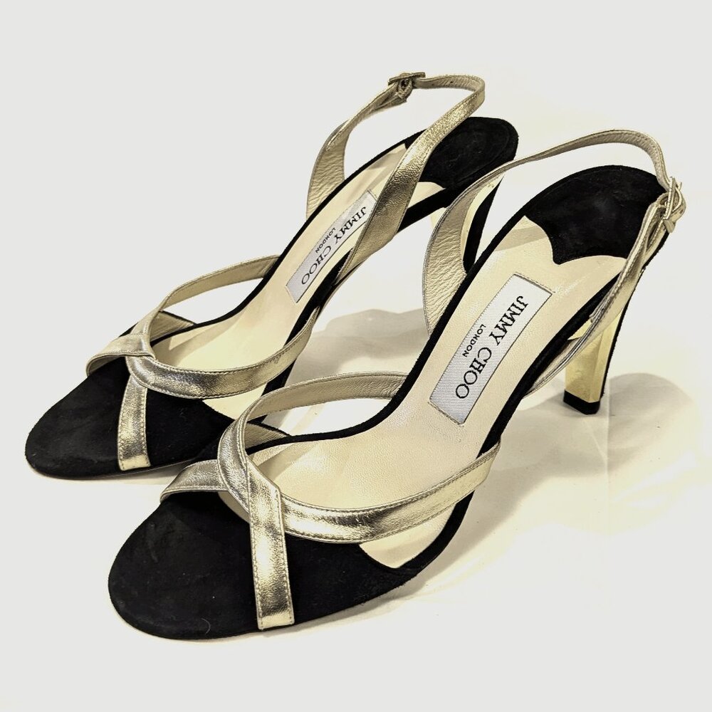 Jimmy Choo Black and Gold Sandal